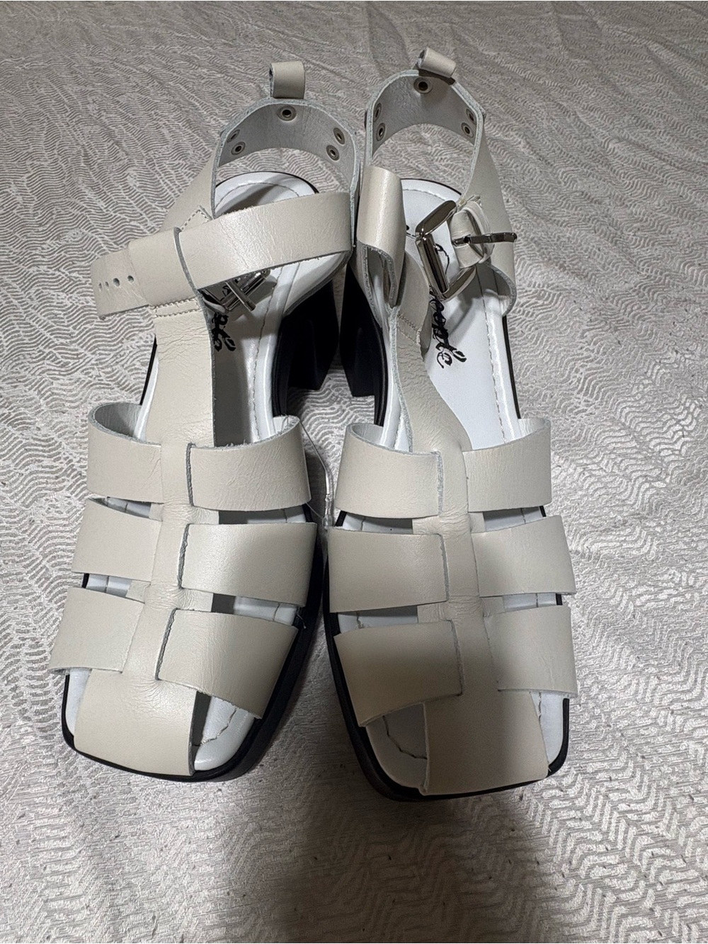 Free People Fishermen Women’s Leather Block Heel Sandals - Size 38 - Picture 10 of 16